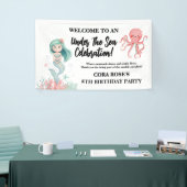 Zeemeermin Onder Zee Meisje Verjaardagsfeestje Spandoek (Beurs)