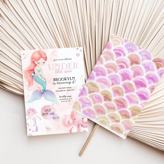 Zeemeermin Onder Zee Meisjes Verjaardagsfeestje Kaart