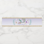 Zeemeermin onder Zee Pool Party Paars Mint Gold Waterfles Etiket (Enkel label)