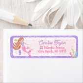 Zeemeermin onder Zee Rood haar geboortedag adres Etiket (Insitu)