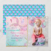 Zeemeermin onder Zee roze gouddag Kaart (Voorkant / Achterkant)