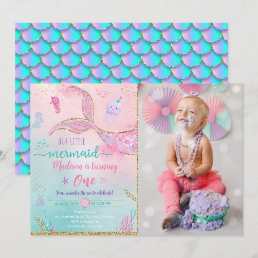 Zeemeermin onder Zee roze gouddag Kaart (Voorkant / Achterkant)