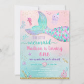 Zeemeermin onder Zee roze gouddag Kaart (Voorkant)