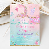 Zeemeermin onder Zee roze gouddag Kaart