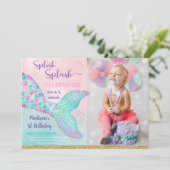 Zeemeermin onder Zee roze gouddag Kaart (Staand voorkant)