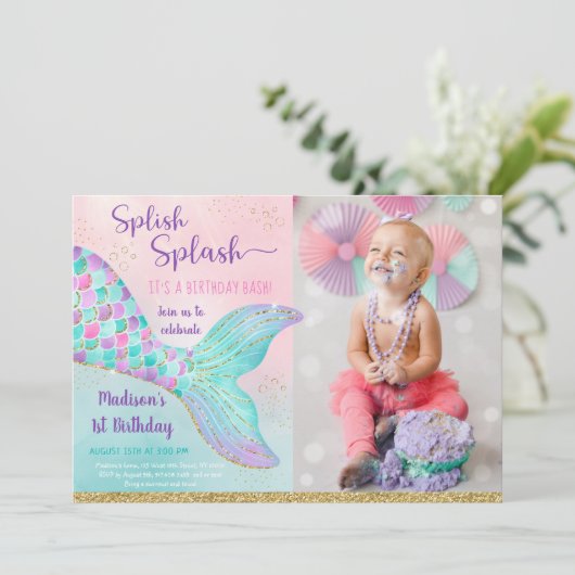 Zeemeermin onder Zee roze gouddag Kaart (Staand voorkant)