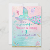 Zeemeermin onder Zee roze gouddag Kaart (Voorkant)