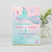 Zeemeermin onder Zee roze gouddag Kaart (Staand voorkant)