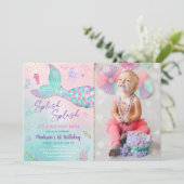 Zeemeermin Onder Zee Roze Gouden Verjaardag Kaart (Staand voorkant)