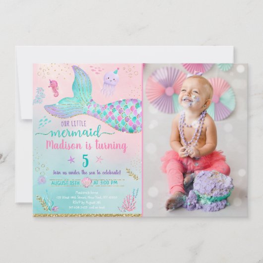 Zeemeermin onder Zee roze goudkoorts Kaart (Voorkant)