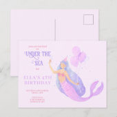 Zeemeermin Onder Zee Verjaardagsfeest Uitnodiging (Voorkant / Achterkant)