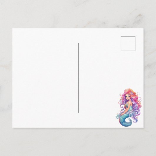 Zeemeermin Onder Zee Verjaardagsfeestje Briefkaart (Achterkant)