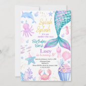 Zeemeermin Onder Zee Verjaardagsuitnodiging Kaart (Voorkant)