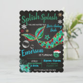 Zeemeermin onder zee, winter, Kerst uitnodiging (Staand voorkant)