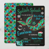 Zeemeermin onder zee, winter, Kerst uitnodiging (Voorkant / Achterkant)