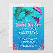 Zeemeermin Onder Zee Zwembad Verjaardag Kaart (Voorkant)