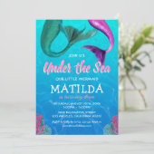 Zeemeermin Onder Zee Zwembad Verjaardag Kaart (Staand voorkant)