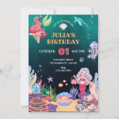 Zeemeermin onderwater flora en fauna verjaardag kaart (Voorkant)