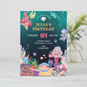 Zeemeermin onderwater flora en fauna verjaardag kaart (Staand voorkant)