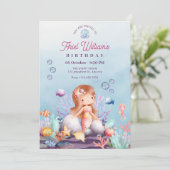 Zeemeermin onderzee geboorte viering kaart (Staand voorkant)