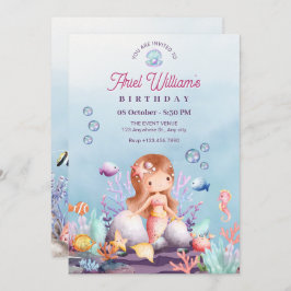 Zeemeermin onderzee geboorte viering kaart