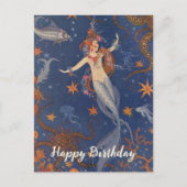  zeemeermin onderzees blauw grillige verjaardag briefkaart (Voorkant)