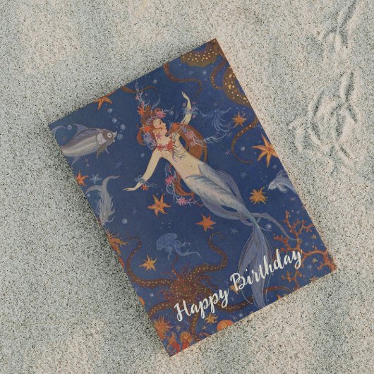  zeemeermin onderzees blauw grillige verjaardag briefkaart