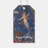 Zeemeermin Onderzeese Blauwe Verjaardag Cadeaulabel (Voorkant)