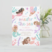 Zeemeermin Oneder het Zee 1e eerste verjaardag Kaart (Staand voorkant)