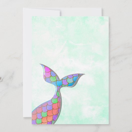 Zeemeermin ONEder het Zee 1e Verjaardag Uitnodigin Kaart (Achterkant)