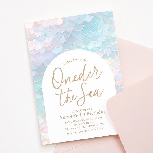 Zeemeermin Oneder het Zee 1e Verjaardagsfeest Kaart