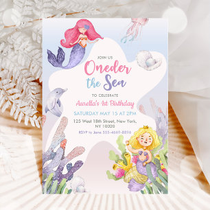Zeemeermin Oneder Het Zee 1e Verjaardagsfeest Kaart
