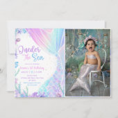 Zeemeermin Oneder Het Zee 1e Verjaardagsfeestfoto Kaart (Voorkant)