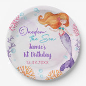 Zeemeermin Oneder Het Zee Meisje 1e Verjaardagsfee Papieren Bordje (Voorkant)