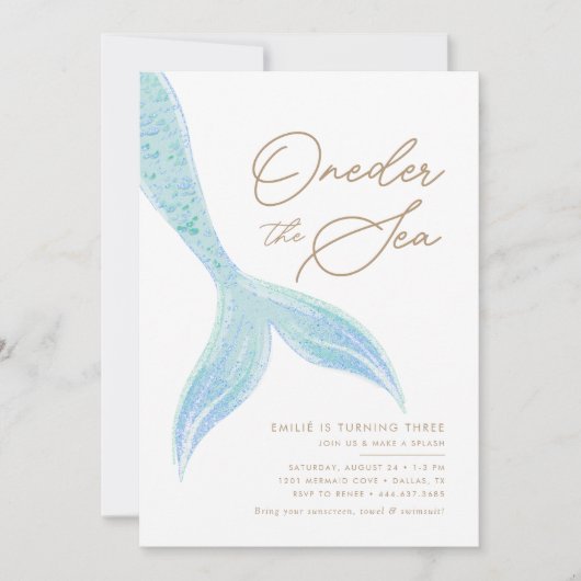 Zeemeermin Oneder het Zee Meisjes Blauw Verjaardag Kaart (Voorkant)