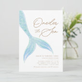 Zeemeermin Oneder het Zee Meisjes Blauw Verjaardag Kaart (Staand voorkant)