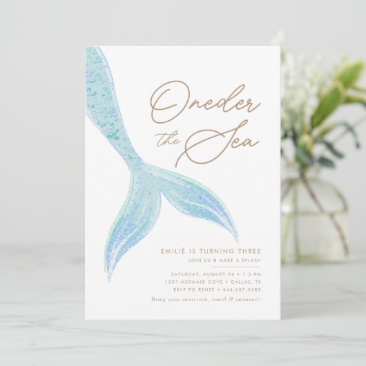 Zeemeermin Oneder het Zee Meisjes Blauw Verjaardag Kaart (Staand voorkant)
