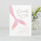 Zeemeermin Oneder het Zee Meisjes Roze Verjaardag Kaart (Staand voorkant)