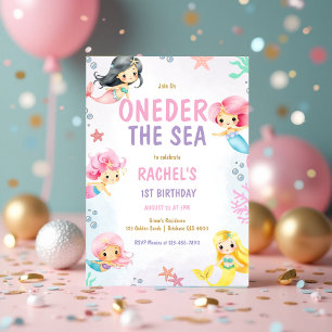 Zeemeermin Oneder het Zee Pastel 1e Verjaardag Kaart