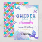 Zeemeermin Oneder het zee uitnodiging (Voorkant / Achterkant)