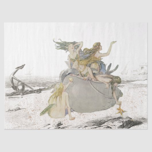 Zeemeermin ontkoppeling strand stervis zee Ti Tissuepapier (Voorkant)