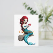 Zeemeermin ontspannen met drank Thunder_Cove Briefkaart (Staand voorkant)