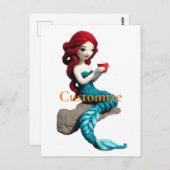 Zeemeermin ontspannen met drank Thunder_Cove Briefkaart (Voorkant / Achterkant)