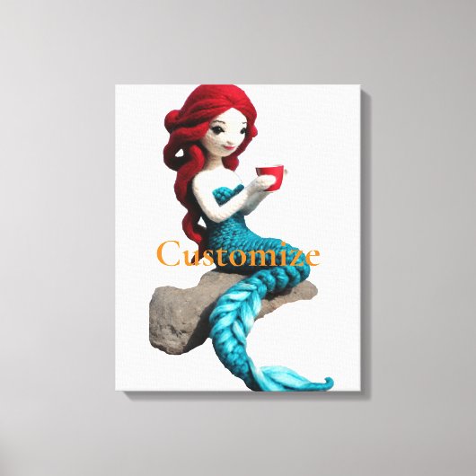 Zeemeermin ontspannen met drank Thunder_Cove Canvas Afdruk (Voorkant)