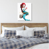 Zeemeermin ontspannen met drank Thunder_Cove Canvas Afdruk (Insitu (Slaapkamer))
