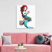 Zeemeermin ontspannen met drank Thunder_Cove Canvas Afdruk (Insitu (Woonkamer))