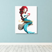 Zeemeermin ontspannen met drank Thunder_Cove Canvas Afdruk (Insitu (Houten vloer))