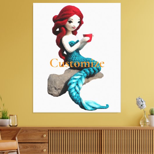 Zeemeermin ontspannen met drank Thunder_Cove Canvas Afdruk (Insitu (Woonkamer))