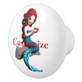 Zeemeermin ontspannen met drank Thunder_Cove Keramische Knop (Rechts)