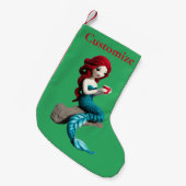 Zeemeermin ontspannen met drank Thunder_Cove Kleine Kerstsok (Voorkant (Hangend))